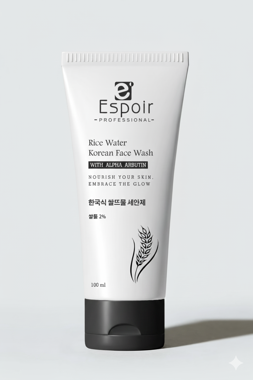 Rice Water Korean Face Wash with Alpha Arbutin – Brightening & Nourishing Cleanser (100 ml)